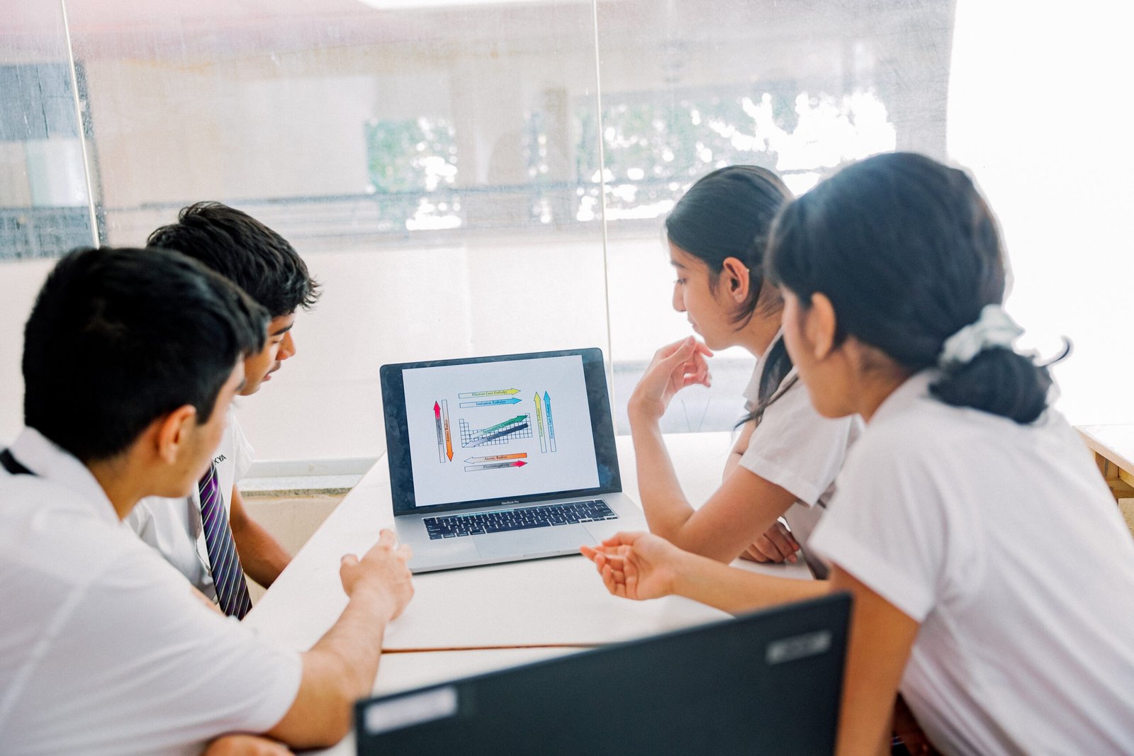 purpose based schools in bangalore ekya nava students sitting infront of laptop
